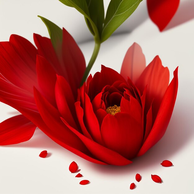 Zdjęcie piękny czerwony kwiat na białym tle