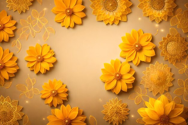 Zdjęcie piękny diwali abstrakcyjne tło kwiatowe z żółtymi kwiatami miejsce dla twojego tekstu