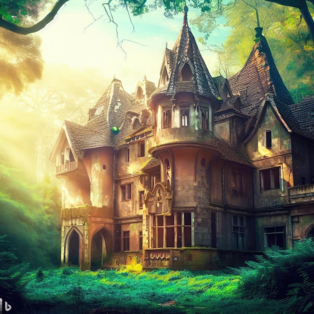 Piękny dom fantasy w lesie