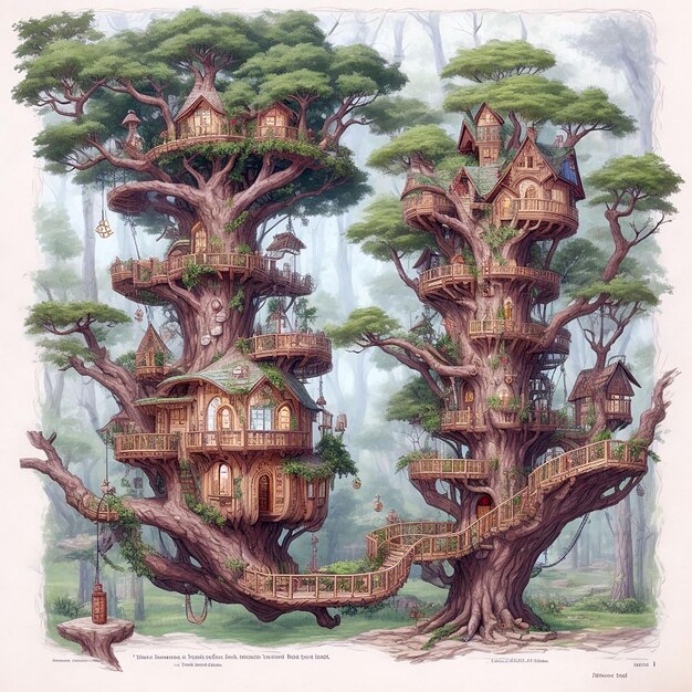 Piękny dom na drzewie.