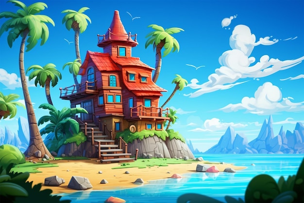 Piękny dom na wyspie.
