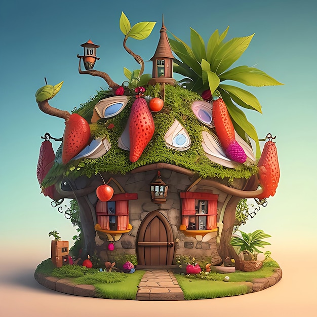 piękny dom z owocami