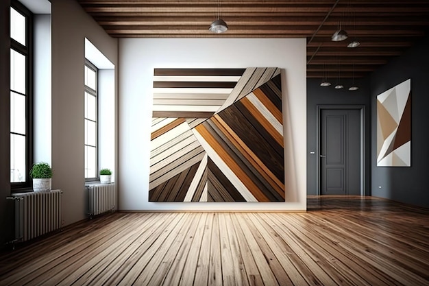 Zdjęcie piękny drewniany panel z brązowymi i szarymi paskami na drewnianej podłodze