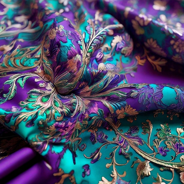 Piękny fioletowo-zielony wzór na tkaninie