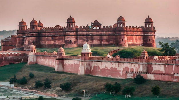 Piękny fort bursztynowy w pobliżu miasta Jaipur w Indiach Rajasthan