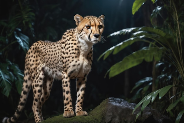Piękny gepard w dżungli Scena dzikiej przyrody z natury Wygenerowano sztuczną inteligencję