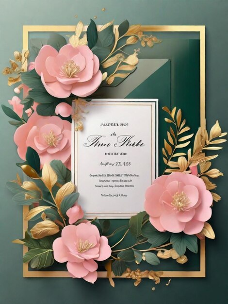 Piękny i atrakcyjny luksusowy projekt karty zaproszenia ślubne z eleganckim kwiatowym tłem