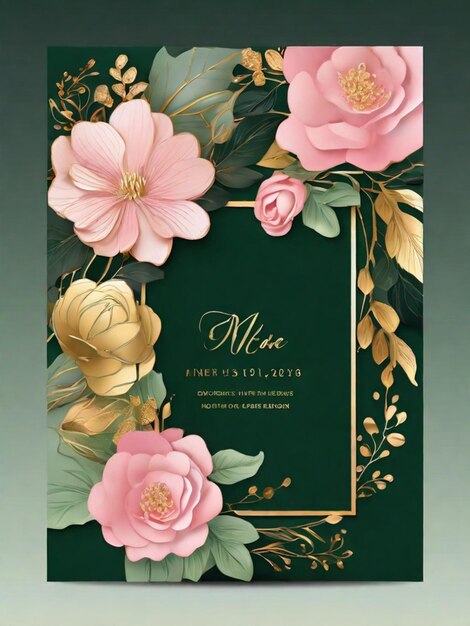 Piękny i atrakcyjny luksusowy projekt karty zaproszenia ślubne z eleganckim kwiatowym tłem