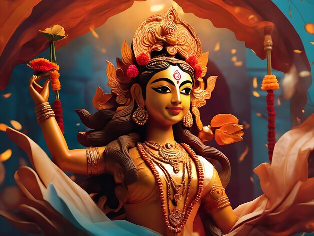 Piękny i kreatywny Durga Puja ai generatywny obraz