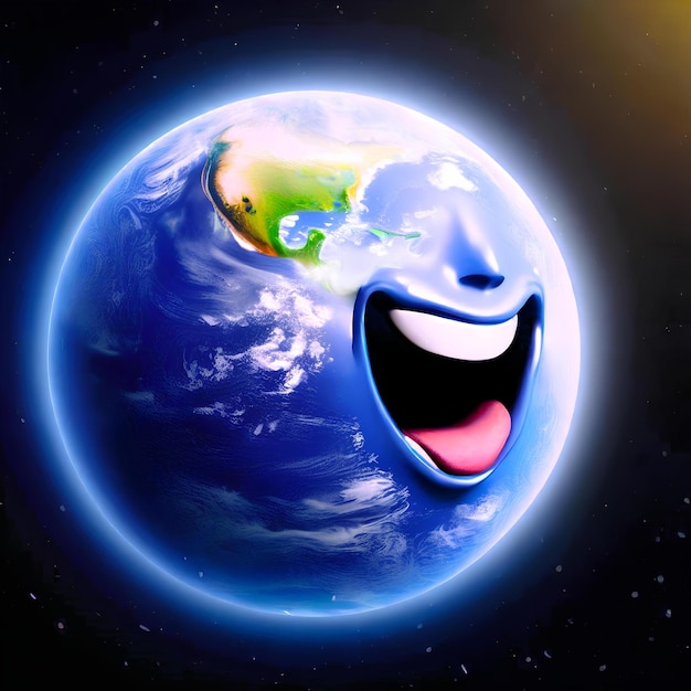 Piękny i piękny obraz planety ziemi uśmiechającej się na Światowy Dzień Uśmiechu