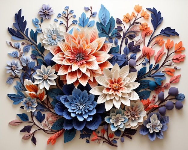 Piękny jasny kwiatowy wzór dekoracyjny na porcelanowych płytkach