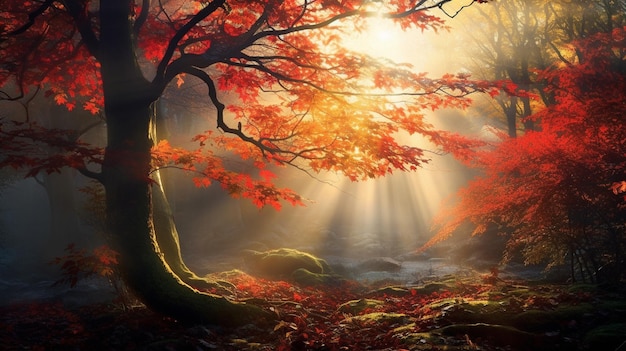 Piękny jesienny krajobraz Ilustracja wysokiej jakości