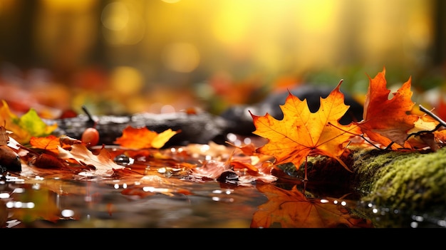 Zdjęcie piękny jesienny krajobraz kolorowe liście w parku padające liście naturalne tło