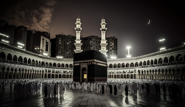 Piękny kaaba hadżdż piglrimage w mekce umra eid al adha zdjęcie tła ilustracji