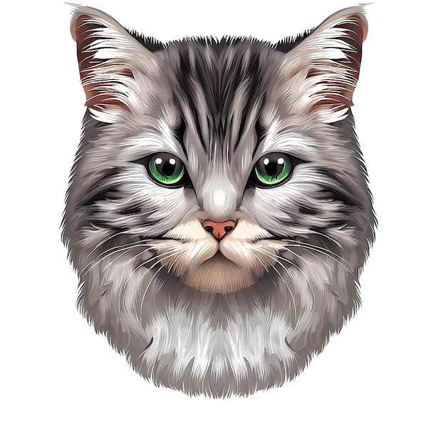 Piękny kolorowy portret kota sztuczna inteligencja sztuka wektorowa ilustracja cyfrowa obraz