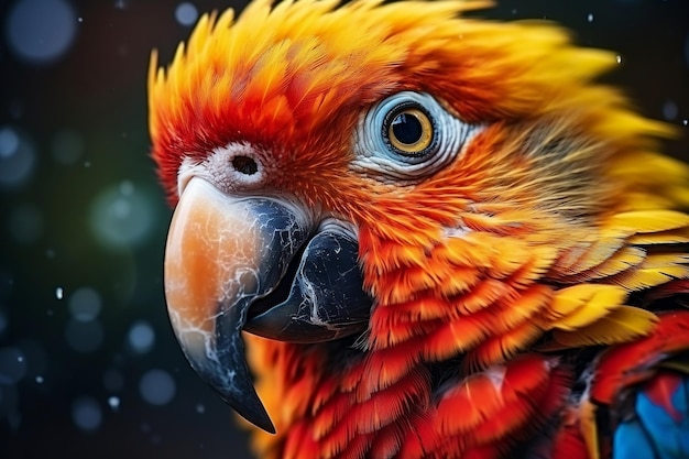 Piękny, kolorowy portret papugi z bliska Generatywna sztuczna inteligencja