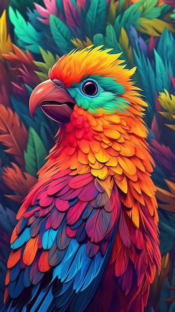 Piękny kolorowy ptak Generative Ai