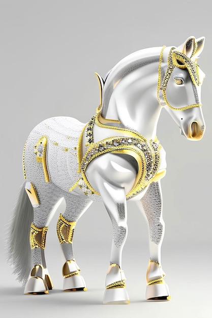 Piękny koń z ozdobami wygenerowany przez sztuczną inteligencję