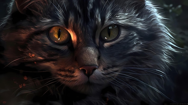 Piękny kot z grafiką zwierząt Tapeta Hd w stylu świetlistego pędzla