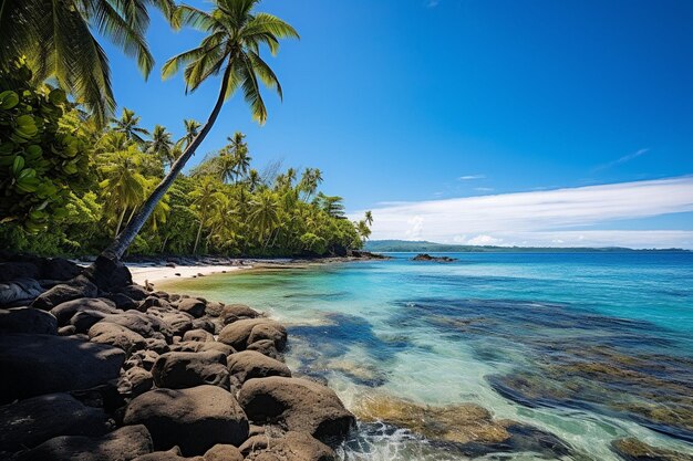 Zdjęcie piękny krajobraz kokosowej palmy na tropikalnej plaży