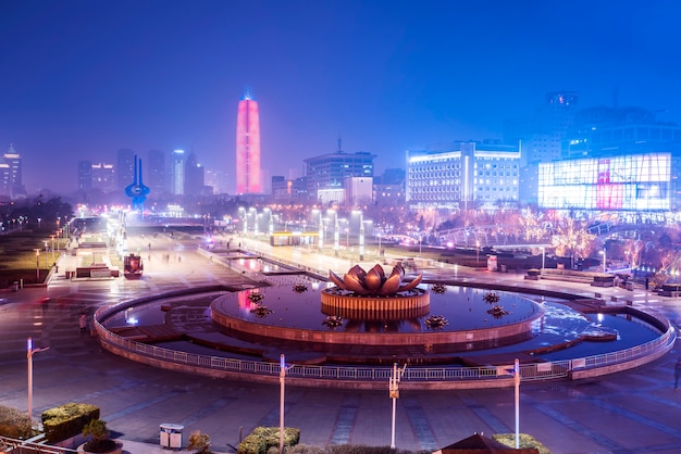 Piękny Krajobraz Miejski Nightscape W Jinan, Prowincja Shandong