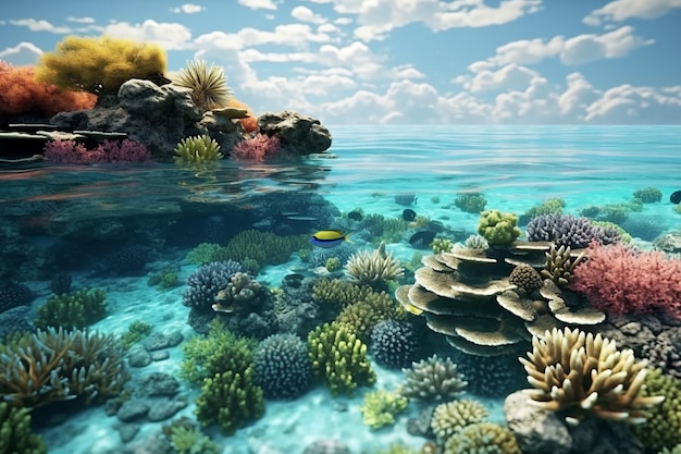 Zdjęcie piękny krajobraz rafy koralowej