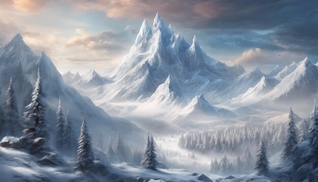 Zdjęcie piękny krajobraz śnieżnej góry foto tapeta