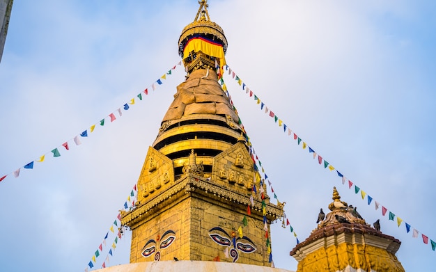 Piękny Krajobraz Widok Stupy Swayambhunath W Katmand Nepal