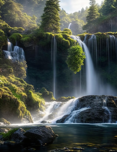 Piękny krajobraz wodospadów