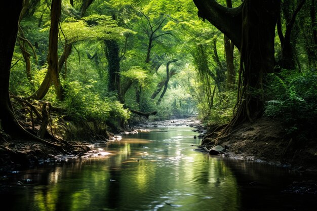 Piękny krajobraz zielonego lasu