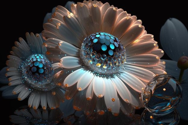 Piękny kryształowy obraz kwiatu Ai generatywny