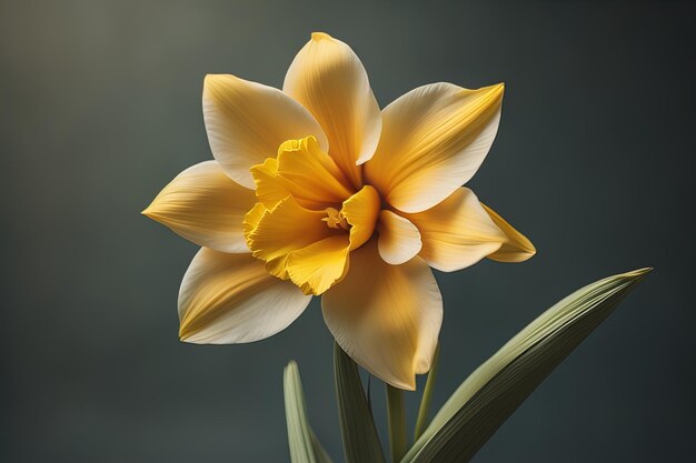 Piękny kwiat narcyza na ciemnym tle