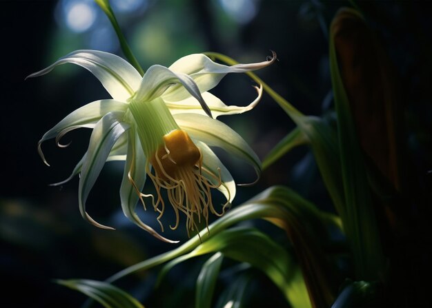 Piękny kwiat orchidei w ogrodzie z bliska