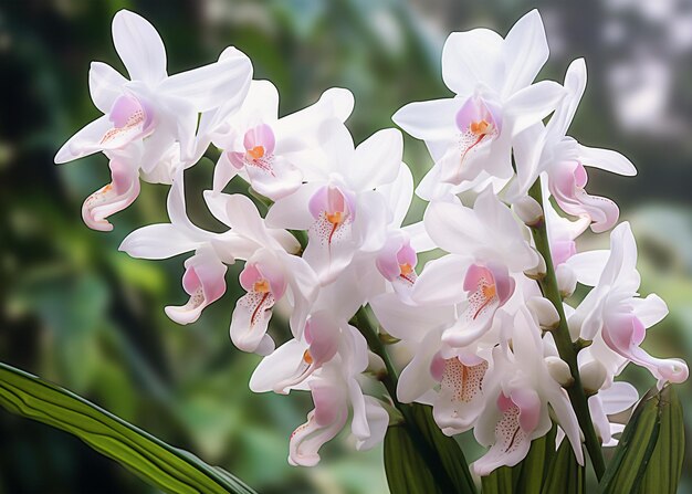 Zdjęcie piękny kwiat orchidei w ogrodzie z bliska