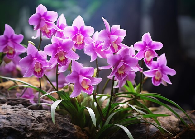 Piękny kwiat orchidei w ogrodzie z bliska