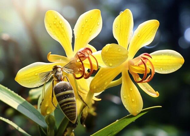 Piękny kwiat orchidei w ogrodzie z bliska