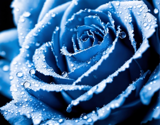 Piękny kwiat róży zbliżenie w rozkwicie z kroplami wody