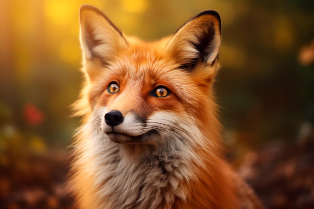 Piękny lis w lesie Zwierzę w środowisku naturalnym Portret lisa