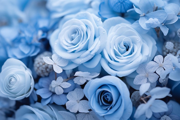 Piękny lodowo-niebieski bukiet kwiatów
