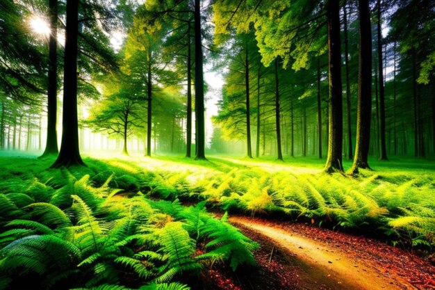 piękny magiczny krajobraz lasu