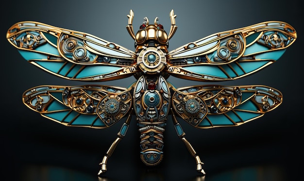 Piękny mechaniczny motyl steampunk zwierzę 3d ilustracja Selektywny miękkie skupienie