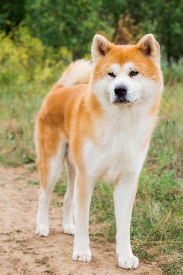 Zdjęcie piękny męski japoński pies akita inu