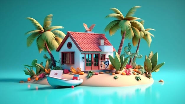 piękny minimalistyczny render 3D wyspy