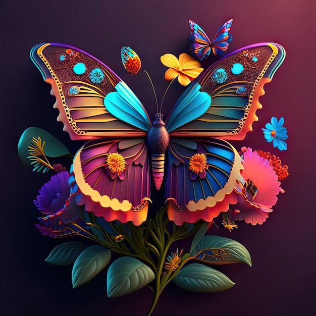 Piękny motyl w ilustracji 3D