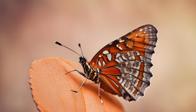 Piękny motyl z ciekawymi teksturami na pomarańczy