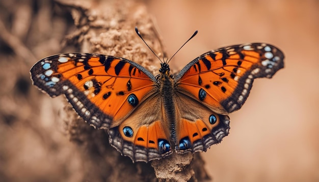 Piękny motyl z ciekawymi teksturami na pomarańczy