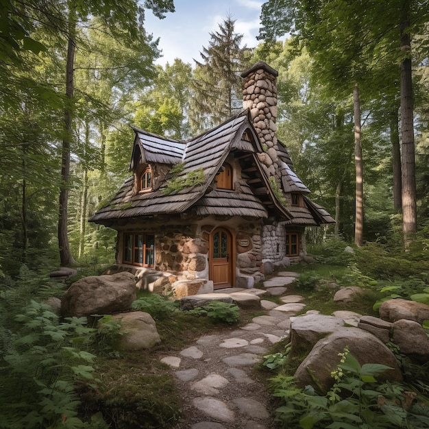 piękny naturalny krajobraz leśnego domu w lesie