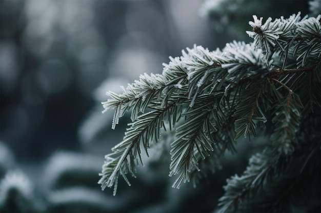 Piękny naturalny obraz makro zielonej gałęzi świerku