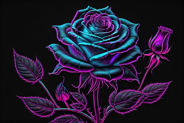 piękny neonowy kwiat róży