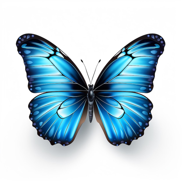 Zdjęcie piękny niebieski motyl trzymający kwiat ilustracja wektorowa wygenerowana przez sztuczną inteligencję